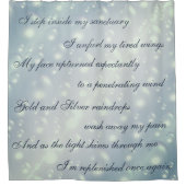 ビューティフルグレークレンジングマントラデザイン シャワーカーテン (正面)