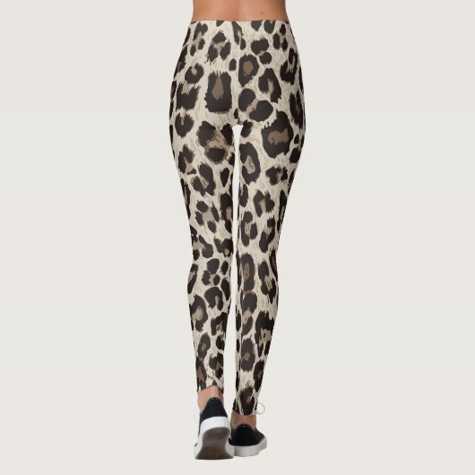 ビューティフルグレーブラウンアニマルプリントヨガレギンス レギンス (裏面)