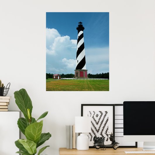 ビューティフルケープハッタラスライトハウスアウターバンクスNC ポスター (ホームオフィス)