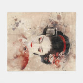 ビューティフルゲイシャポートレート フリースブランケット (正面(横))