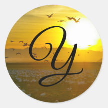 ビューティフルゴールデンサンセットモノグラム封筒用シール