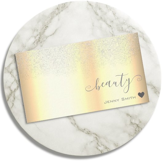 ビューティフルゴールデンデザインとシルバーグリッター雨 名刺