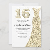 ビューティフルゴールデンドレス16th誕生日スウィート16 招待状 (正面)