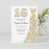 ビューティフルゴールデンドレス16th誕生日スウィート16 招待状 (スタンド正面)