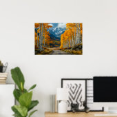 ビューティフルゴールデン紙樺の木フォレスト ポスター (ホームオフィス)