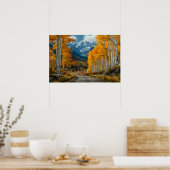 ビューティフルゴールデン紙樺の木フォレスト ポスター (キッチン)