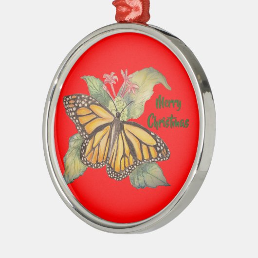 ビューティフルゴールデン（昆虫）オオカバマダラ、モナーク絵画バタフライズ メタルオーナメント (左)