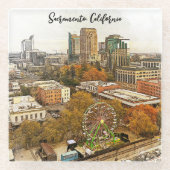 ビューティフルサクラメントカリフォルニアシティビュー ガラスコースター (正面)