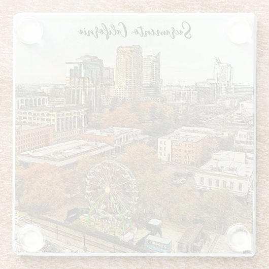 ビューティフルサクラメントカリフォルニアシティビュー ガラスコースター (裏面)