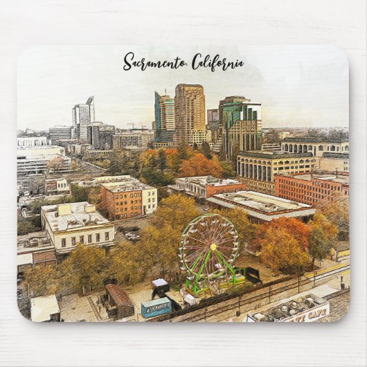 ビューティフルサクラメントカリフォルニアシティビュー マウスパッド (正面)