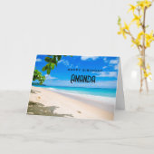 ビューティフルサニートロピカルビーチフォト誕生日 カード (黄色い花)