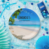 ビューティフルサニートロピカルビーチフォト誕生日 ペーパープレート (パーティー)