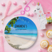 ビューティフルサニートロピカルビーチフォト誕生日 ペーパープレート (パーティー)