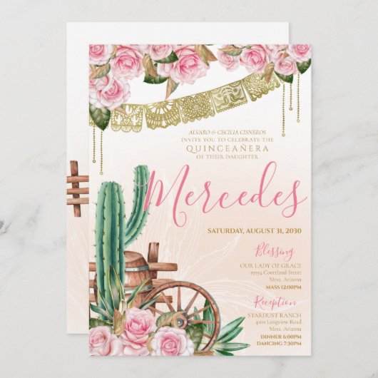 ビューティフルサボテンバラウエスタンチャロキンセアニェラ 招待状 (正面/裏面)