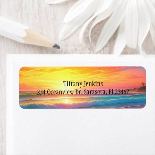 ビューティフルサンセットオンザ海サンディビーチ ラベル (インサイチュ)