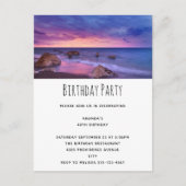 ビューティフルサンセットコースタルフォト誕生日 インビテーションポストカード (正面)