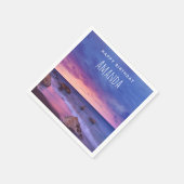 ビューティフルサンセットコースタルフォト誕生日 スタンダードカクテルナプキン (角)