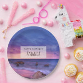 ビューティフルサンセットコースタルフォト誕生日 ペーパープレート (パーティー)