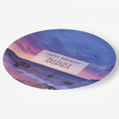 ビューティフルサンセットコースタルフォト誕生日 ペーパープレート (アングル)