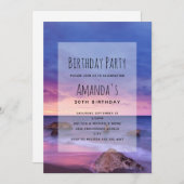 ビューティフルサンセットコースタルフォト誕生日 招待状 (正面/裏面)