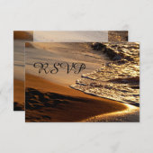ビューティフルサンセットサンディビーチ結婚式RSVP 出欠カード (正面/裏面)