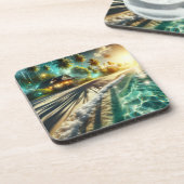 ビューティフルサンセットビーチハウステーマド コースター (左側)