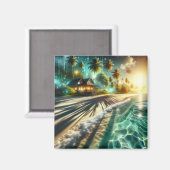 ビューティフルサンセットビーチハウステーマド マグネット (正面/裏面)