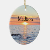 ビューティフルサンセットメリークリスマス名前をカスタムする セラミックオーナメント (右)