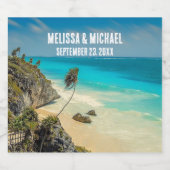 ビューティフルサンディビーチトロピカルパラダイス結婚ズ スパークリングワインラベル (シングルラベル)