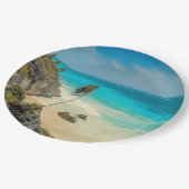 ビューティフルサンディビーチトロピカルパラダイス ペーパープレート (アングル)