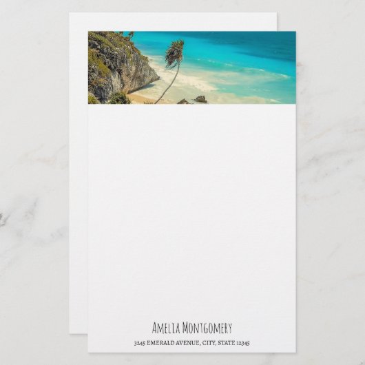 ビューティフルサンディビーチトロピカルパラダイス 便箋 (正面/裏面)