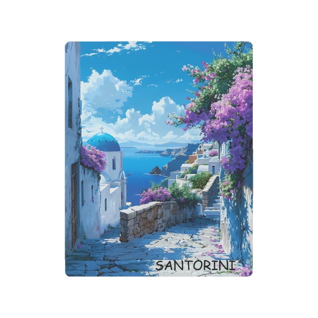 ビューティフルサントリーニギリシャ海ビュー メタルプリント (正面)