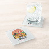 ビューティフルザグレブクロアチシティスケープヴィンテージ ガラスコースター (アングル)