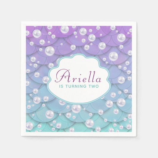 ビューティフルザシーマーメイド誕生日 スタンダードカクテルナプキン (正面)