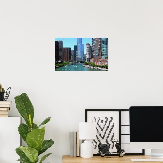 ビューティフルシカゴイリノイズダウンタウンリバービュー ポスター (ホームオフィス)