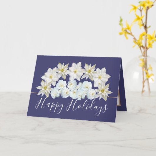 ビューティフルシックフローラブーケホワイトフラワーホリデー カード (黄色い花)