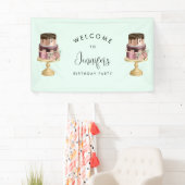 ビューティフルシャイニーラグジュアリーパーティーケーキ誕生日 横断幕 (インサイチュ)