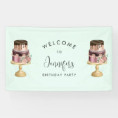 ビューティフルシャイニーラグジュアリーパーティーケーキ誕生日 横断幕 (横)