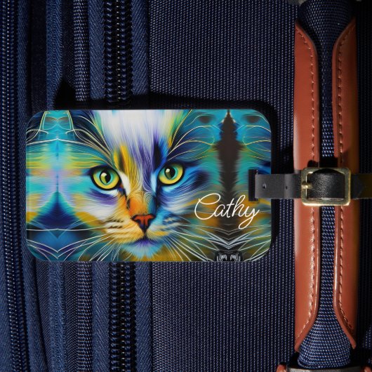 ビューティフルシャメスキットンブルーグリーン金ゴールド ラゲッジタグ (正面インサイチュ4)