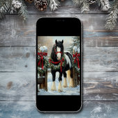 ビューティフルシャー荷車を引くホースとリースクリスマス シーズンカード