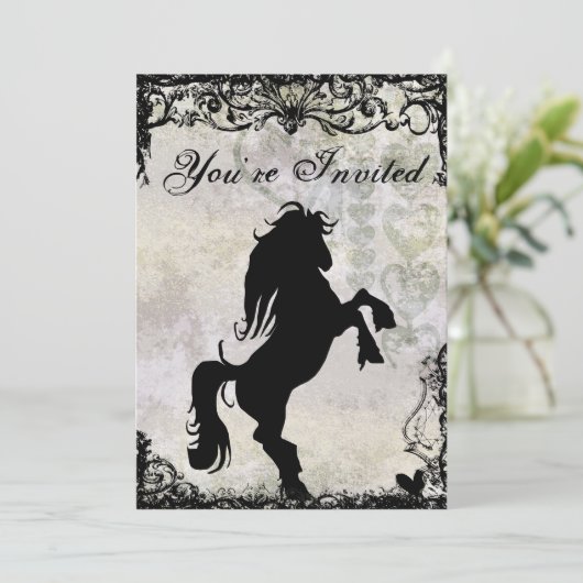 ビューティフルシルエットホース誕生日招待状 招待状 (スタンド正面)