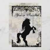 ビューティフルシルエットホース誕生日招待状 招待状 (正面/裏面)