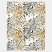 ビューティフルシルバー金ゴールドパーム離れズ フリースブランケット (正面)