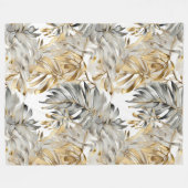 ビューティフルシルバー金ゴールドパーム離れズ フリースブランケット (正面(横))