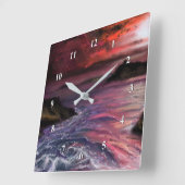 ビューティフルシーサンセット – 抽象芸術オリジナル絵画ズ スクエア壁時計 (傾斜)
