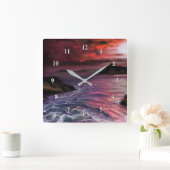 ビューティフルシーサンセット – 抽象芸術オリジナル絵画ズ スクエア壁時計 (ホーム)