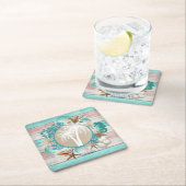 ビューティフルシーシェルとビーチデザイン スクエアペーパーコースター (インサイチュ)