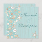 ビューティフルシーシェルビーチ結婚式招待 招待状 (正面/裏面)