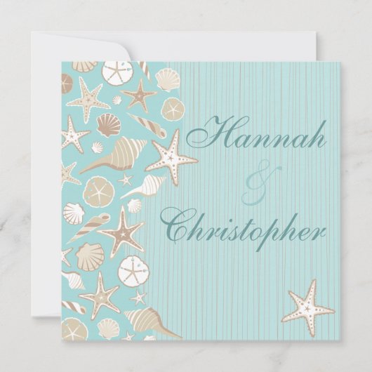 ビューティフルシーシェルビーチ結婚式招待 招待状 (正面)