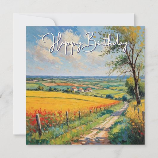 ビューティフルシーナリーサマーカントリーサイド誕生日 カード (正面)